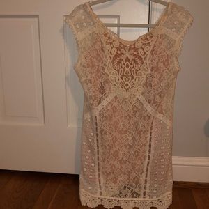 Champagne & Strawberries White Lace Dress